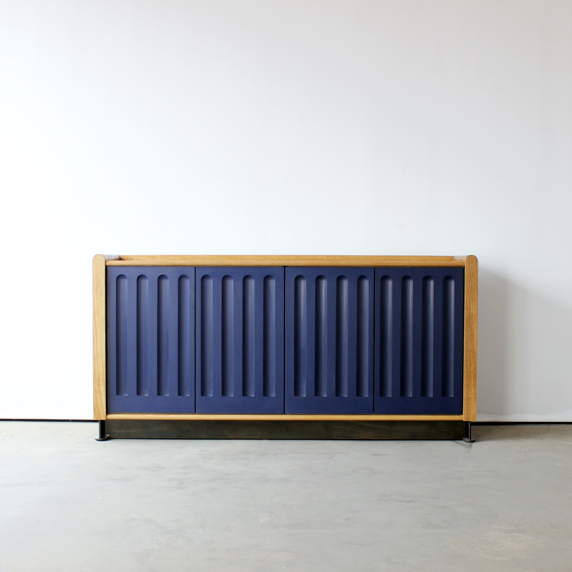 Arcade Media Cabinet with Richlite Blue Canyon Doors