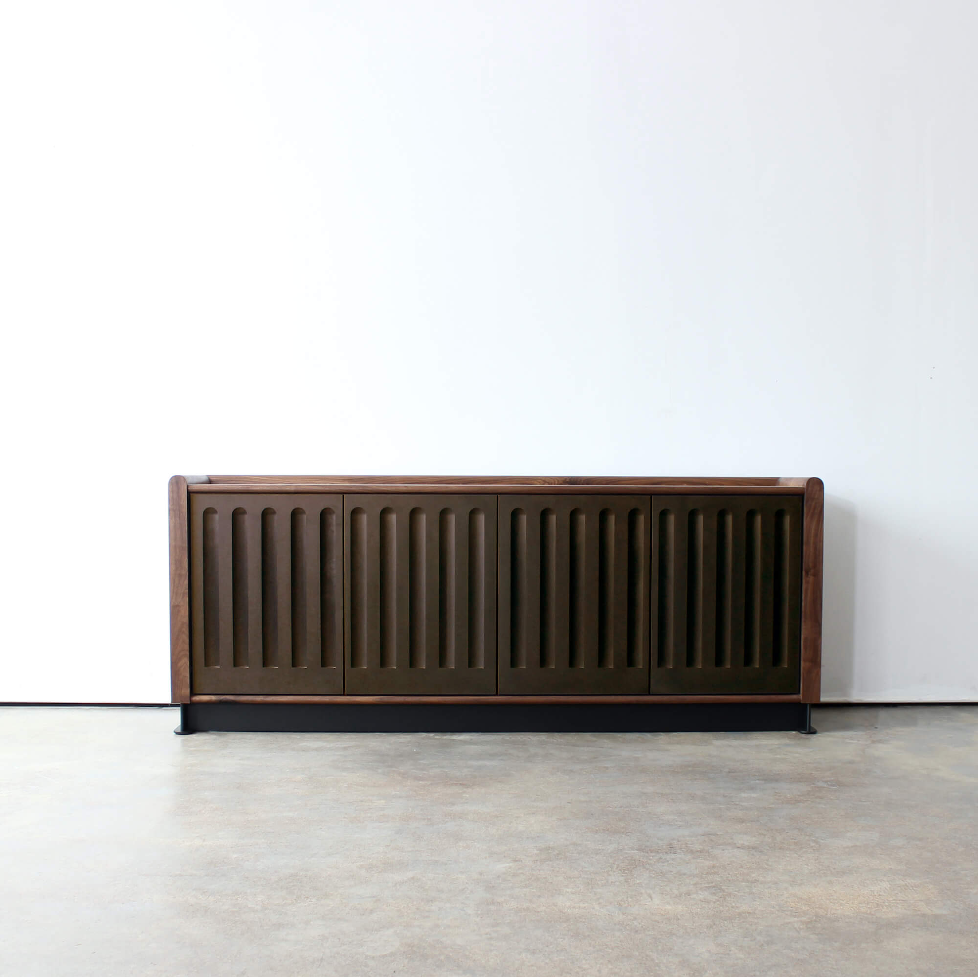 Arcade Media Cabinet with Richlite Chocolate Glacier Doors