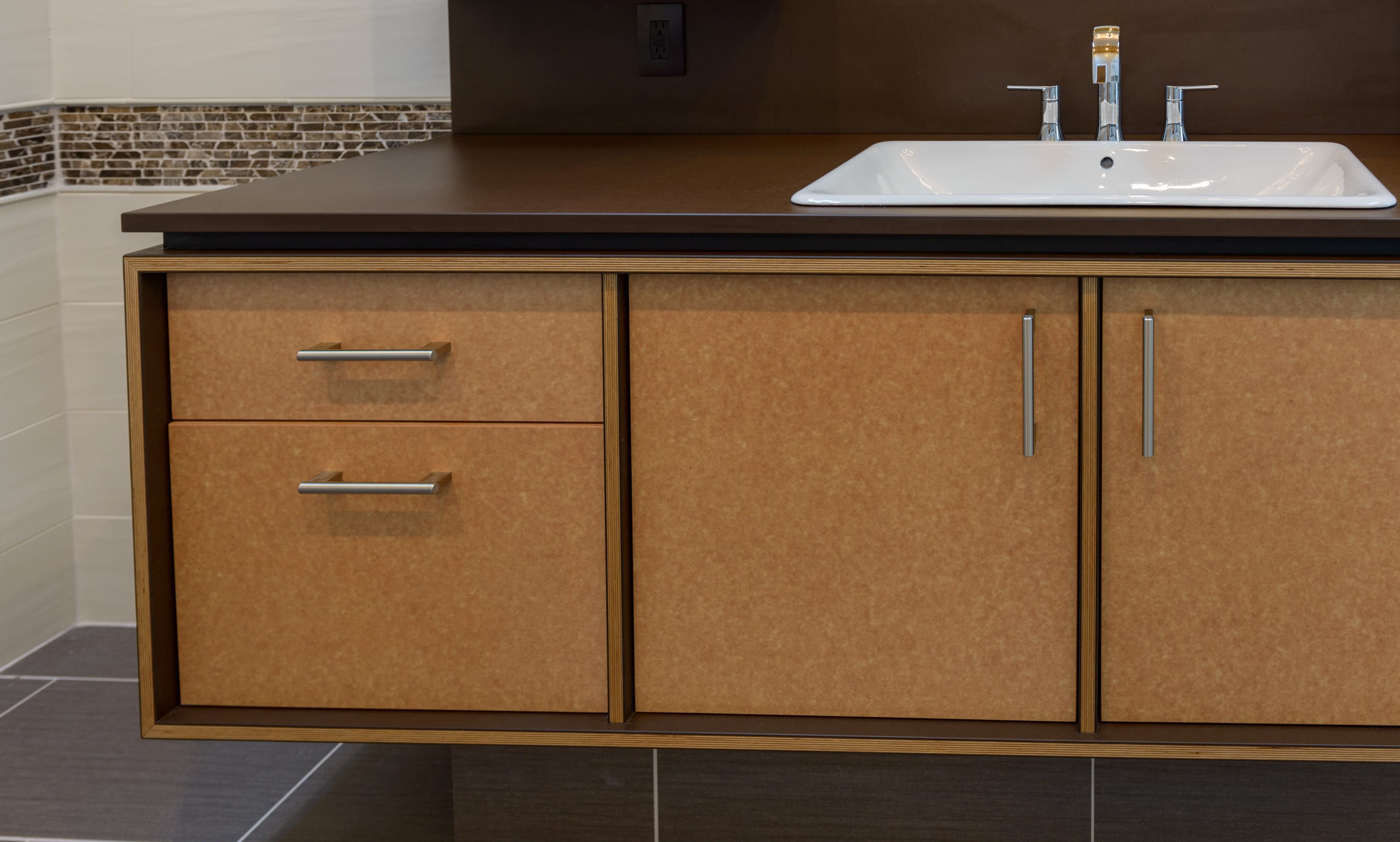 Richlite Baltic Birch Bathroom Vanity & Millwork - Lower Cabinet & Vanity
