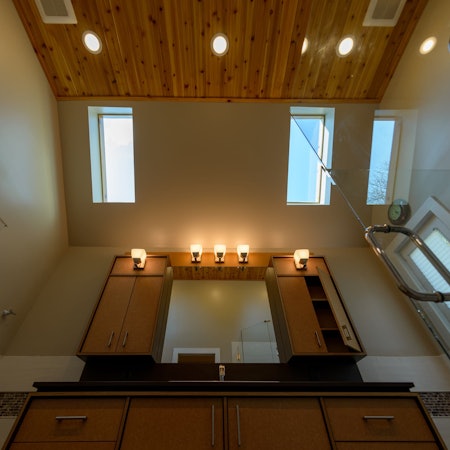Richlite Baltic Birch Bathroom Vanity & Millwork - Full Room Skylight