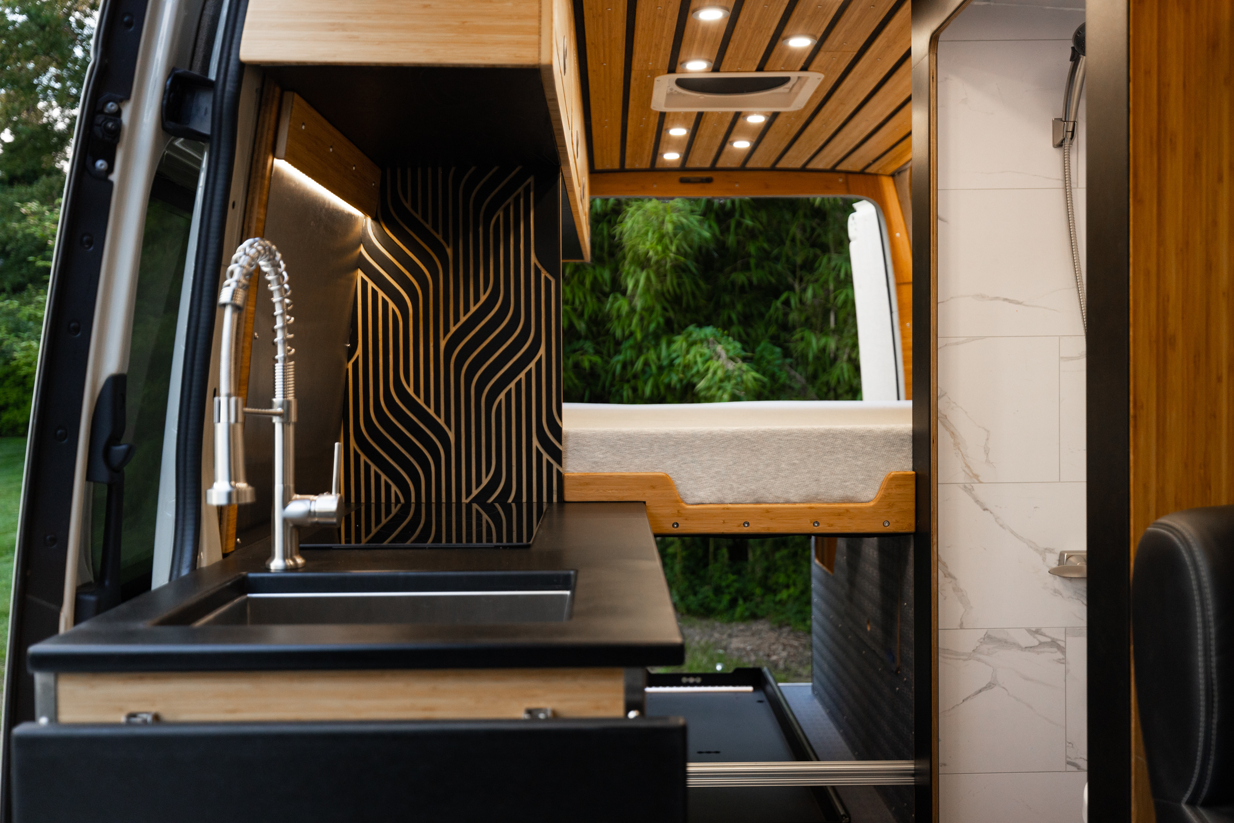 Handcrafted Sprinter Van Build - Richlite & Cali Bamboo