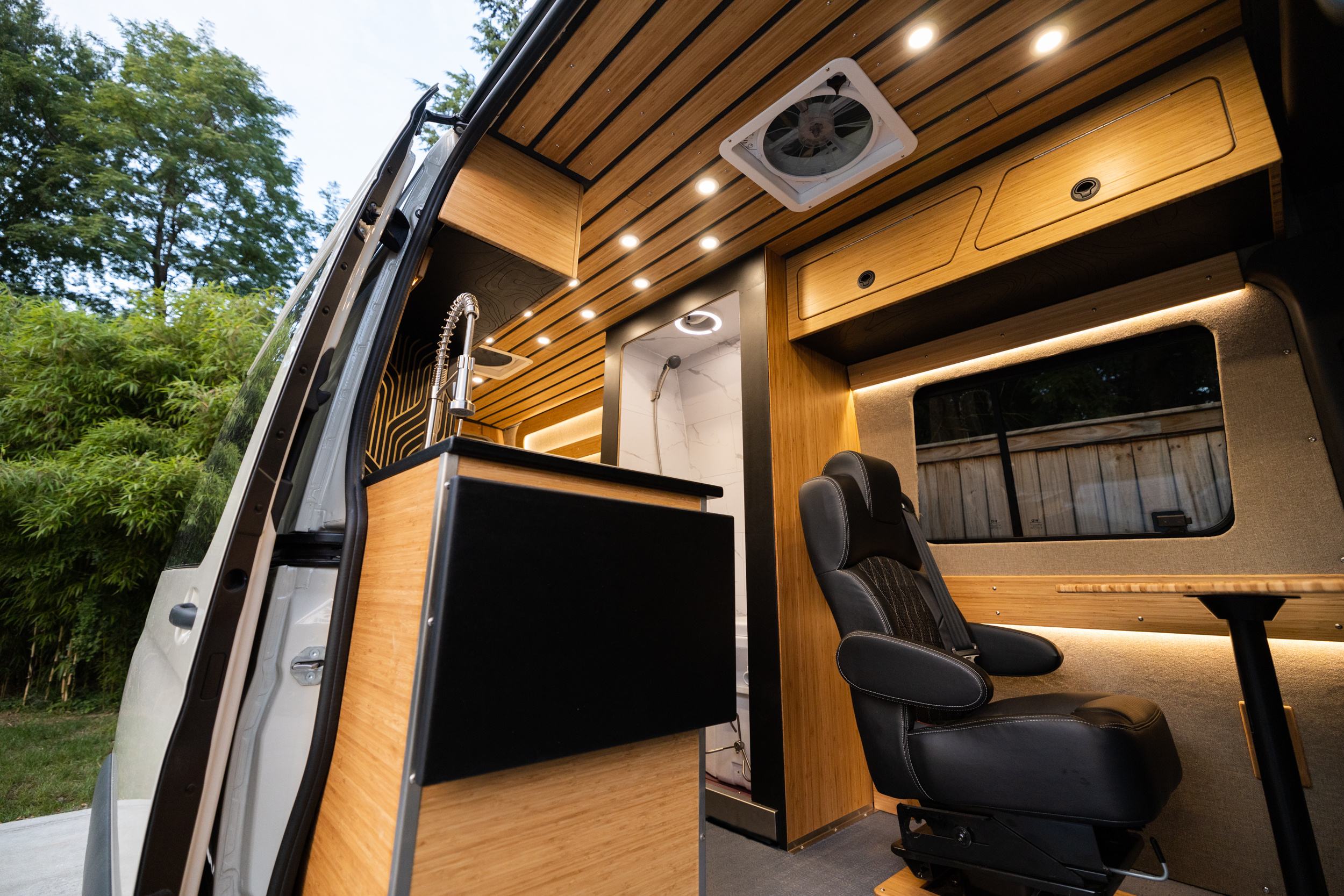 Handcrafted Sprinter Van Build - Richlite & Cali Bamboo